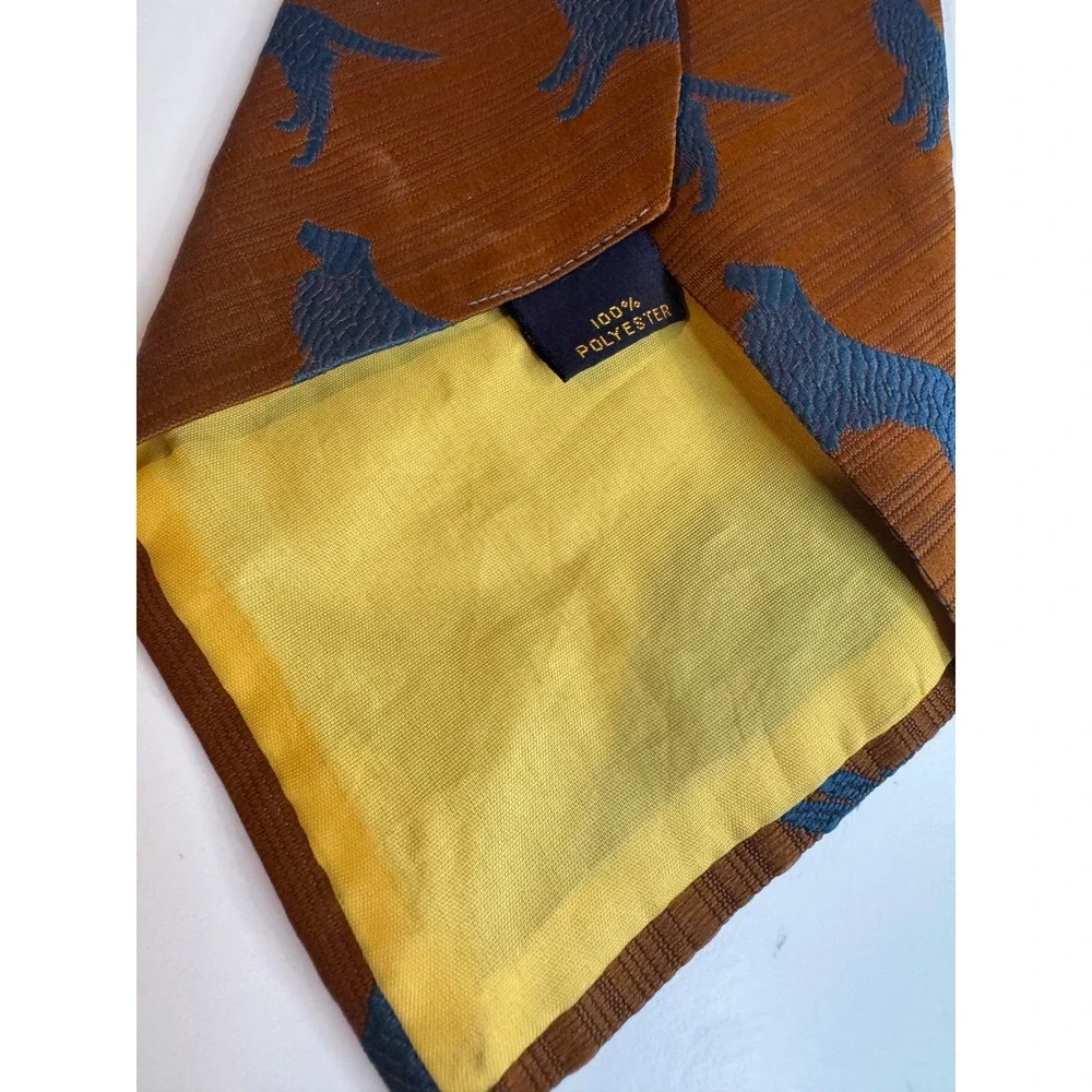 Vintage Pulitzer Tie Amber Blue Setter Dog Wide Novelty‎ Necktie